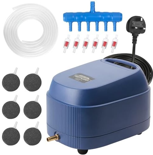 ITIY Commercial Aquarium Air Pump, 20W Ultra Quiet Rainproof Aquarium Oxygen Pump, Fish Tank Whisper Aerator Kit for Pond Aquaculture Garden Reservoirs with Accessories