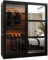 MEBLE KRYSPOL Dome 2 Schrank mit Zwei Schiebetüren mit Spiegel, Stangen und Regalen - Aufbewahrungsschrank mit Rauchglas für Schlafzimmer, Wohnzimmer - 200x150x62cm - Schwarz, Schwarz, Schwarz