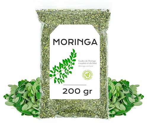 Moringa Tisane Feuilles 200g | Avec un Goût Végétal Délicat et un Arôme Naturel, Idéal pour Préparer des Infusions Bien-Être au Quotidien