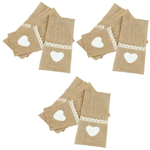 CANIGHT 15 Stk Bestecktasche Weihnachts-essstäbchen-tasche Tasche Für Besteckhalter Weihnachtsbesteckhalter Hochzeitsbesteckhalter Löffelhalter Aus Leinen Altes Silberbesteck Beige Leinen-