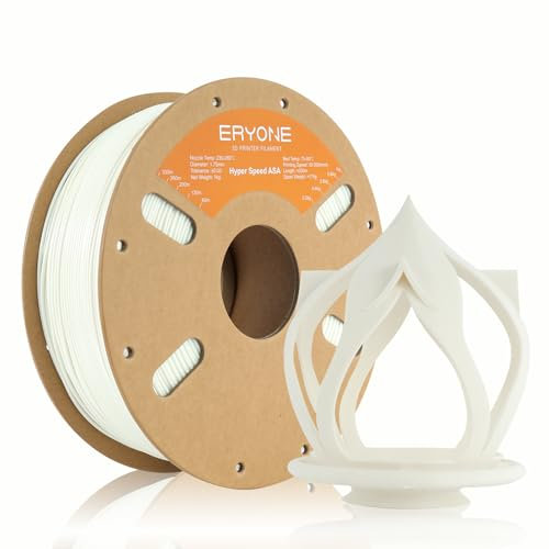 ERYONE High Speed Filament ASA 1.75mm +/- 0.03mm, High Speed Filament ASA, Rapid ASA Filament,3D printing filament, 30-200mm/s Hyper Speed ASA filament, 1kg (2.2LBS) / Spool, White