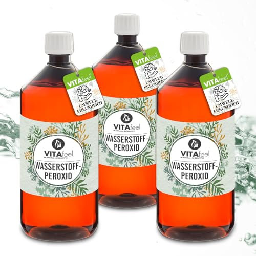 GreatVita Wasserstoffperoxid 3x 1000 ml - 3% Lösung | Hochreine Qualität, ohne Stabilisator | Vielseitig einsetzbar für Haushalt und technische Anwendungen
