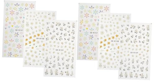 Healeved 6pcs Nail Glue Stickers Full Nail Art Decals Art Decals for Home DIY Manicure