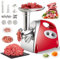 Warmiehomy Meat Grinder Electric, 2800W Meat Mincer with 3 Stainless Steel Grinding Plates, Vegetable Food Mincer Machine, Household Sausage Meat Patty Maker, Reverse Function, Plastic Housing(Red)