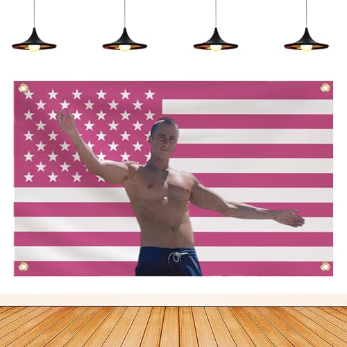 Generisch Rosa Amerika-Flagge, Wandbehang, 90x150cm, Polyester, Messingösen, UV-beständig, für Wohnzimmer, Schlafzimmer, Gärten, Festivals, Geschenk