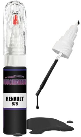 Stylo de retouche pour Renault - Noir métallisé 676 - Kit de retouche de peinture - Pinceaux et rayures