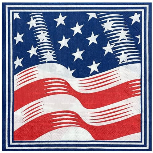 40Pcs USA Flag Napkins Serviettes, 14th July Nations Tableware Decoration American Flags Napkins Serviettes Dinner Napkins for Football European Sports Event Party Decorations