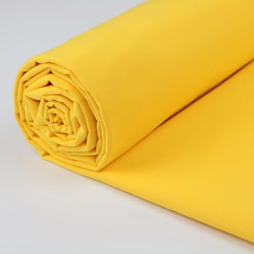 A-Express 100% Baumwollstoff - 150 cm (60 Zoll) Breit – Uni Baumwoll stoff Meterware - Ideal für Patchwork, Nähen, Vorhang, Futter, Bettwäsche, Schneiderei, Kissenbezüge - Gelb 1 Meter