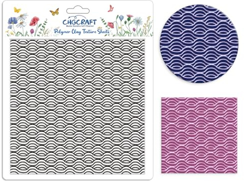CHGCRAFT Wave Textur Hintergrund Silikon Textur Stempel Polymer Ton Formen DIY Ton Textur Werkzeuge für Ton Töpferei Ohrring Schmuck machen Stempel Gravur Maschinen, Wavy Grain, 5,5x5,5 Zoll