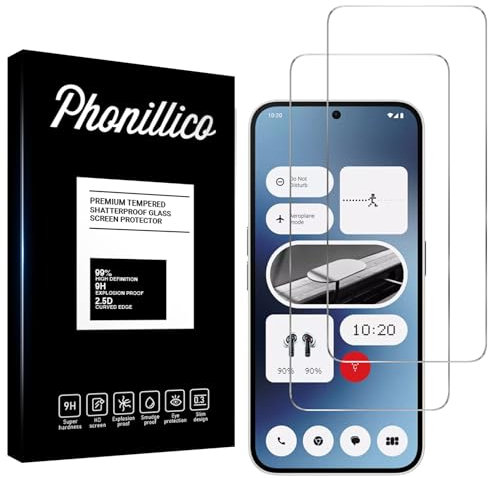 PHONILLICO Verre Trempé pour Nothing Phone 2A [Pack de 2] Film Protection Ecran Resistant Vitre Protecteur Anti Rayure