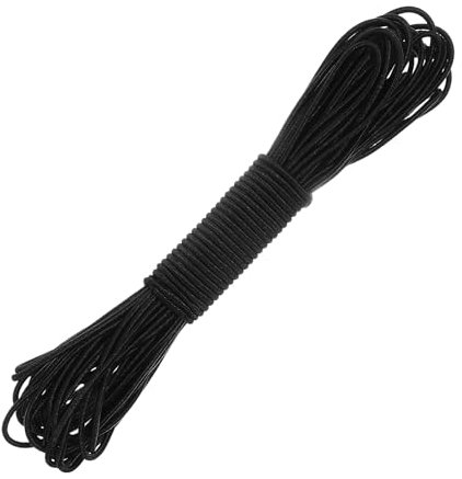 Bungee Cord Elastic Shock Cord 12 Meter 2mm Black Elastic String Heavy Duty Bungee Shock Cords Paracord Bungees Stretch Rope for Sewing, Camping, Outdoor Activities(Black, 1/16 Inch X 40 Ft)