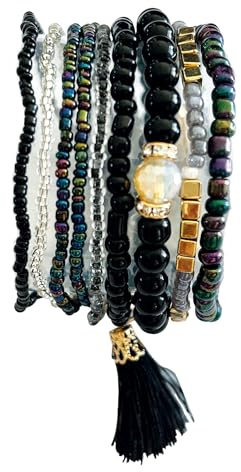 GLOREX Armbänder Bastelset - 6 bis 9 Stück - mit Angänger (schwarz)