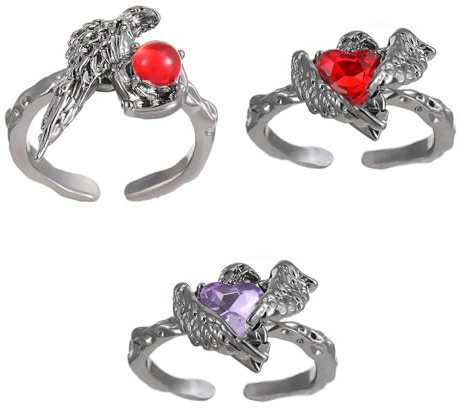 NPXUAMTJ Gothic Crow Inspirierte Ringe Mit Verstellbaren Offenen Band Elegante Fingerringe Für Komfort Und Vielseitige Schichtung
