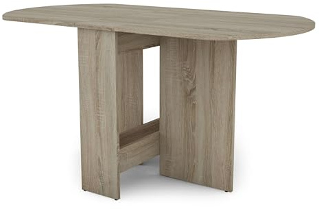 Miroytengo Klapptisch für Esszimmer, runder Küchentisch, Klapptisch, Sand, Sonoma-Eiche, 150 x 75 x 80 cm