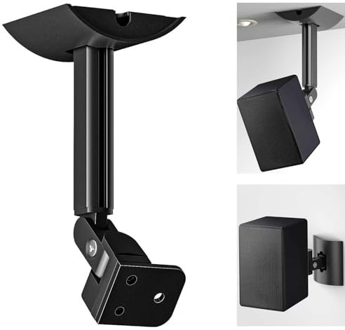 SZZCNOX Speaker Wall & Ceiling Mount for Samsung Q950A/9500S/950T/990B/Q90R Echo Sound Speakers, Tilt & Swivel Adjustable Wall Mount Rear Surround Speaker Mounting Bracket, Black (1 Set)
