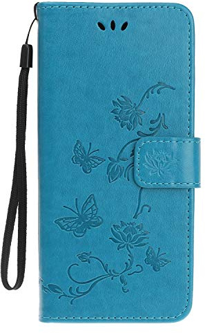 Riccase for Motorola Moto G06 Case Moto G06 Power Case PU Leather Flip Wallet Case with Magnetic Closure Stand Card Holder Shockproof Shell for Moto G06 with Embossed Floral,Blue