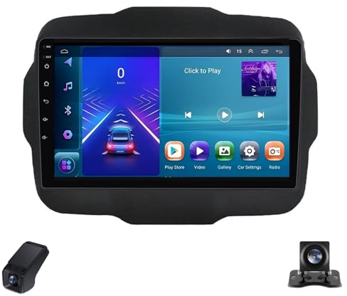 Autoradio Android 14 Touchscreen 2K per Jeep Renegade 2014-2018 Automotive Radio Double Din/Wireless CarPlay/Android Auto/4GLTE/5G WiFi/GPS/BT 5.0/FM/AM/RDS/DSP/ADAS DVR(C20)