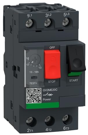 Disjoncteur moteur GV2M20 GV2ME20C GV2ME20, GV2, 3P, 13-18 A, magnéto-thermique, bornes à vis
