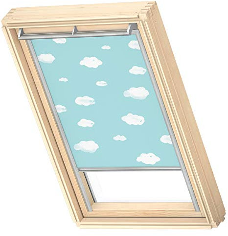 VELUX Original Dachfenster Verdunkelungsrollo für S06 / 606 / 4, Blauer Himmel, mit Grauer Führungsschiene