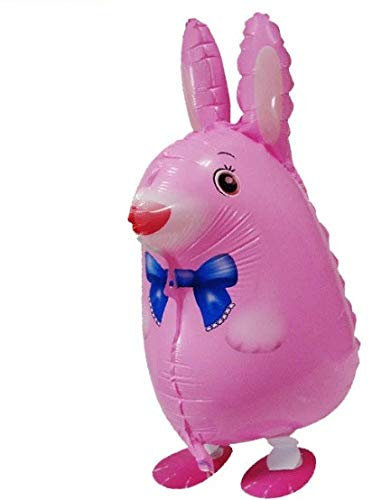 Kopper-24 Airwalker Ballon Pinker Hase - laufendender Tier Luftballon Helium Walking Folienballon Deko für Kinder Geburtstag Party Hochzeit Kinder Geschenk JGA Dekoration Tierballons Laufen
