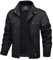 MAGCOMSEN Herren Stehkragen Cargo Jacke Baumwolle Armee Feldjacke Herren Outdoor Winddicht Blouson Atmungsaktiv Freizeitjacke Retro Bomber Jacken mit Taschen Schwarz 3XL