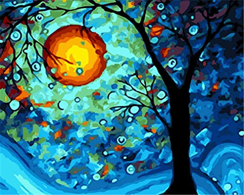 YEESAM ART Pintura por números adultos niños, árbol de ensueño de Van Gogh 40 x 50 cm lona de lino, pintura al óleo DIY regalos de Navidad