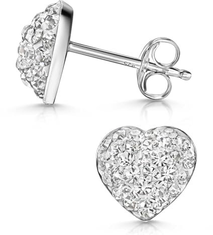 Materia Herz Ohrstecker Silber 925 weiß Damen - Mädchen Ohrringe SO-98