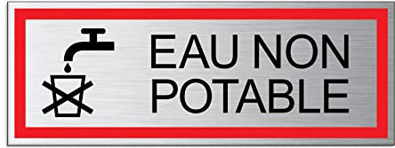 Plaque Eau non potable 175 x 65 mm Aluminium Autocollante Résistante aux Intempéries et UV No.53354