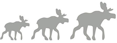 kleb-Drauf | 1 Elchfamilie | Silber - matt | Autoaufkleber Autosticker Decal Aufkleber Sticker | Auto Car Motorrad Fahrrad Roller Bike | Deko Tuning Stickerbomb Styling Wrapping