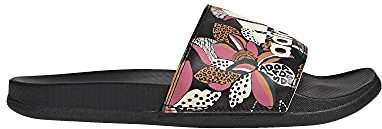 adidas Women's Adilette Comfort Slide Sandal, Core Black/Wonder White/Core Black, 11