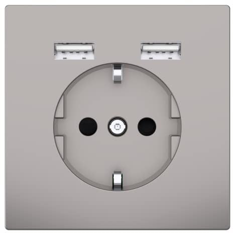 Schneider Electric Merten MEG2366-6050 Steckdose mit USB Anschluss Typ A+A System Design Nickelmetall, Schuko USB Steckdose Unterputz, Schutzkontaktsteckdose, geeignet für Smartphone, Tablet