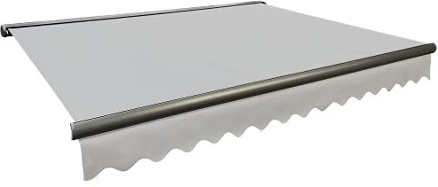 Arilco Elektrische Vollkassettenmarkise Kassettenmarkise Gelenkarmmarkise Markise Sonnenmarkise Sonnenschutz in vielen Farben und Größen wählbar in der Kassettenfarbe Anthrazit (5m x 3m, Hellgrau)