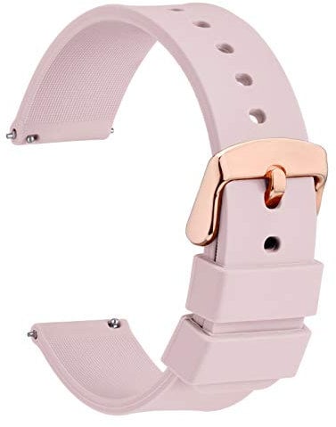 WOCCI 21mm Silicone Watch Strap with Rose Gold Buckle, Quick Release Bracelet (Light Pink)