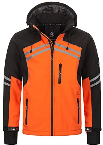 Rock Creek Herren Softshell Jacke Outdoor Jacke Windbreaker Übergangsjacke Anorak Kapuze Regenjacke Winterjacke Herrenjacke Jacket H-285 Orange 2XL