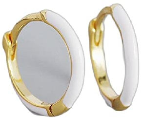 XYFCJK S925 Huggie-Ohrringe Aus Emaille Für Frauen – Retro-Minimalistische Hypoallergene Mode-Creolen, Leichter Charm-Schmuck, Muttertagsgeschenk Für Mädchen, Weiß G, Einheitsgröße