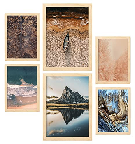 Nacnic Set 6 Kroatien Bilder - Wandbild Kunstdruck Deko Posters & Plakate - Inneneinrichtung im Kunstgalerie - A3 und A4 - Mit holzfarbe Rahmen