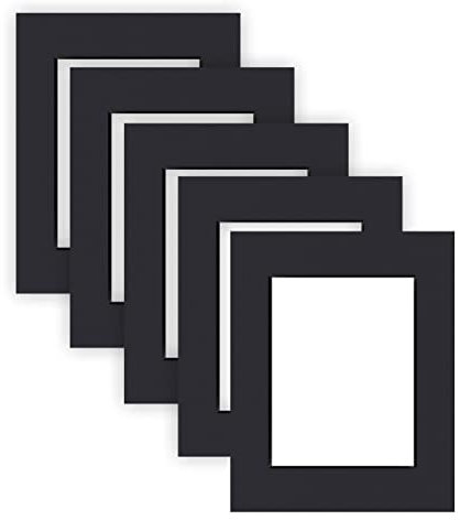 nielsen Conservation Passepartout Karton 1,5 mm | 5er Set | Außenformat 24x30 cm für Bildformat 15x20 cm | Schwarz | glatte Oberfläche