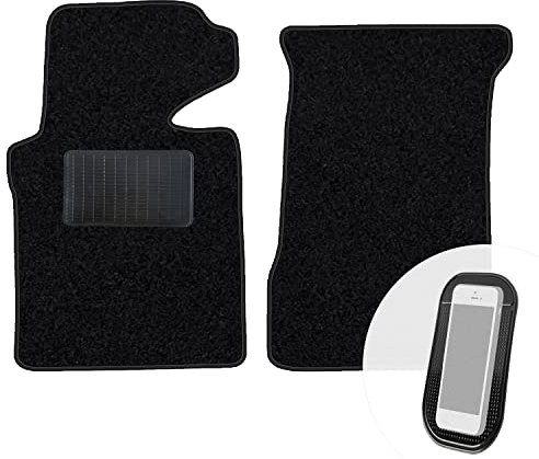 moto-MOLTICO Vorne Fußmatten Auto Velours Autoteppiche Schwarz Automatten Set 2-teilig passend für BMW 3er E36 Cabrio 1990-1999