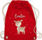 Turnbeutel Rucksack - Süßes Reh mit Namen personalisiert I - Unisize - Rot - kita beutel kindergartenrucksack rehkitz name stoffbeutel turnsackerl kindergarten personalisierte kindergartentasche