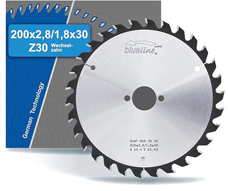 AKE blueline Kreissägeblatt | 200x30 Z30 Wechselzahn, Hartmetall | mittel-fein | für Holz, Holzwerkstoff, Holzwerkstoff beschichtet, Kunststoff | auf Handkreissäge, Unterflurzugsäge, Tischkreissäge