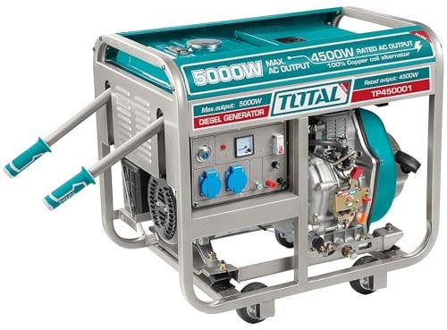 TOTAL - Generatore di corrente diesel da 5,0 kW con motore 9,0 HP e avviamento elettrico