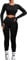 Navneet Sport Set Damen Gym Workout Set Lang Sportset Outfit Fitness Set Langarm Rückenfrei Oberteil Scrunch Leggings V Waist Leggings Zweiteiler Schwarz XS