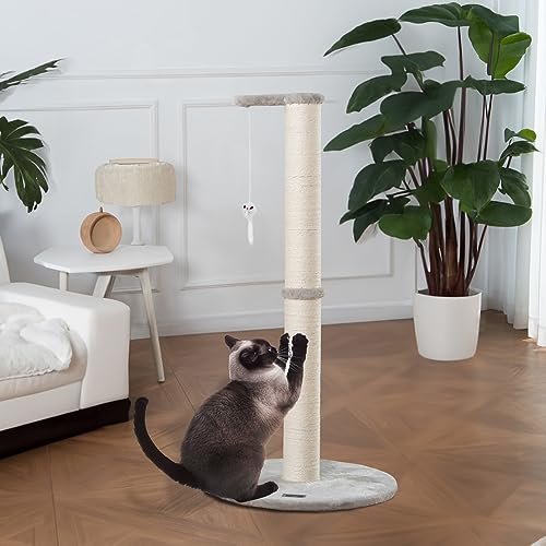 Home Deluxe - Kratzpfosten NEVA - Farbe: Grau, Maße: 101 x 49 x 49 cm, Material: Polyester, Sisal, Gestell: MDF I Katzenbaum Kratzpfosten Kratzstamm