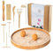 Japanischer Zen-Garten für Schreibtisch, Dorhui Sandtablett, Therapie-Set, Meditationsgeschenke, 30,5 cm großes rundes Bambus-Tablett, 7-teiliges Mini-Zen-Gartenrechen-Set, Stempelkugeln für Zuhause,