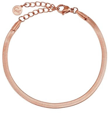 GD GOOD.designs Schlangen Armband für Damen | Flacher Armreif ohne Anhänger in Rosegold | Edelstahl Schmuck 3mm breit | Wasserfest