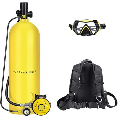 ANXYYDS Mini Scuba Tank with Diving Mask, 30-60 Minutes Underwater Breathing,Aluminum Bottle, 3L /4LReusable Scuba Tank Bottle, 3000PSI Max Pressure Scuba Diving Tank,B-4L