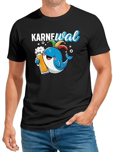 MoonWorks® Herren T-Shirt Fasching Karneval Wal Bier Kostüm-Ersatz Verkleidung Last Minute Faschingskostüme Männer Funshirt Schwarz XL