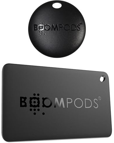 Boompods Boomtag & Boomcard Tracker Set - Bluetooth-Schlüsselfinder für Apple Find My App, Tracking Tag & Karte, recyceltem Meeresplastik, Brieftasche Finder für Schlüssel, Gepäck, Kinder & Hund