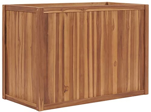 ARKEM Arriate de Madera Maciza de Teca 100x50x70 cm Jardineras Grandes Exterior Jardinera Rectangular