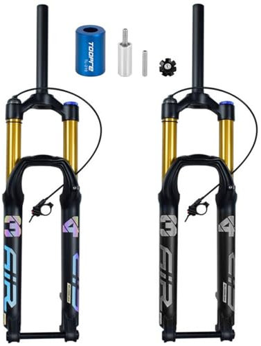 27.5 29 Zoll Air Mountain Front Gabel Federgabel Gerades Rohr 28.6mm Steckachse 15mm Reise 160mm Mountainbike Stoßdämpfer Gabeln Ultraleichter Gas-Shock XC Fahrrad ( Color : Gold remote , Size : 29inc